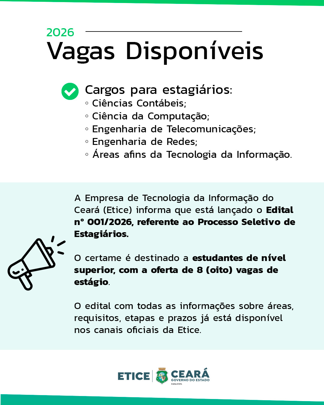 ETICE abre seleção para estagiários em 2026