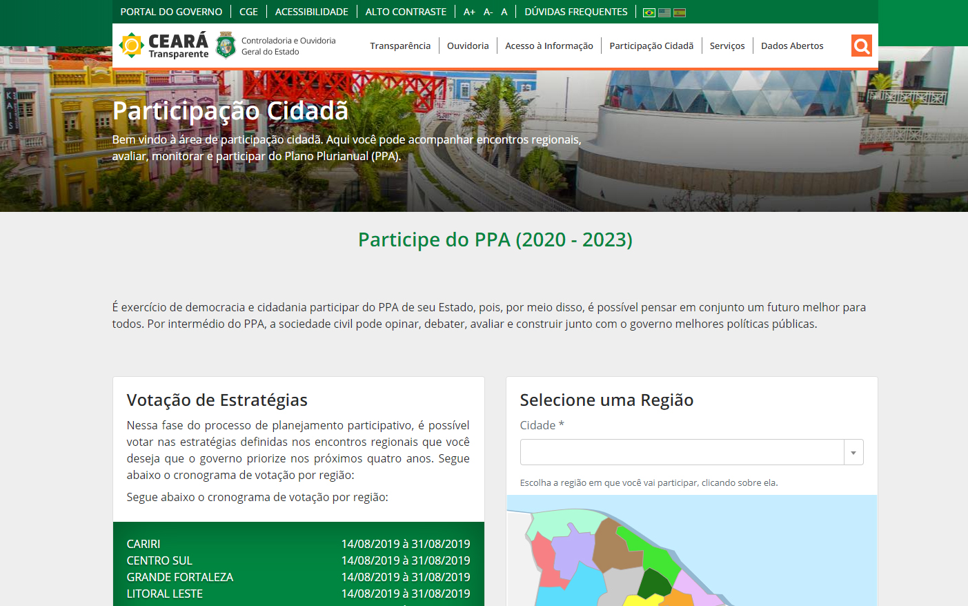 Nova funcionalidade do módulo do PPA é disponibilizada no Ceará Transparente