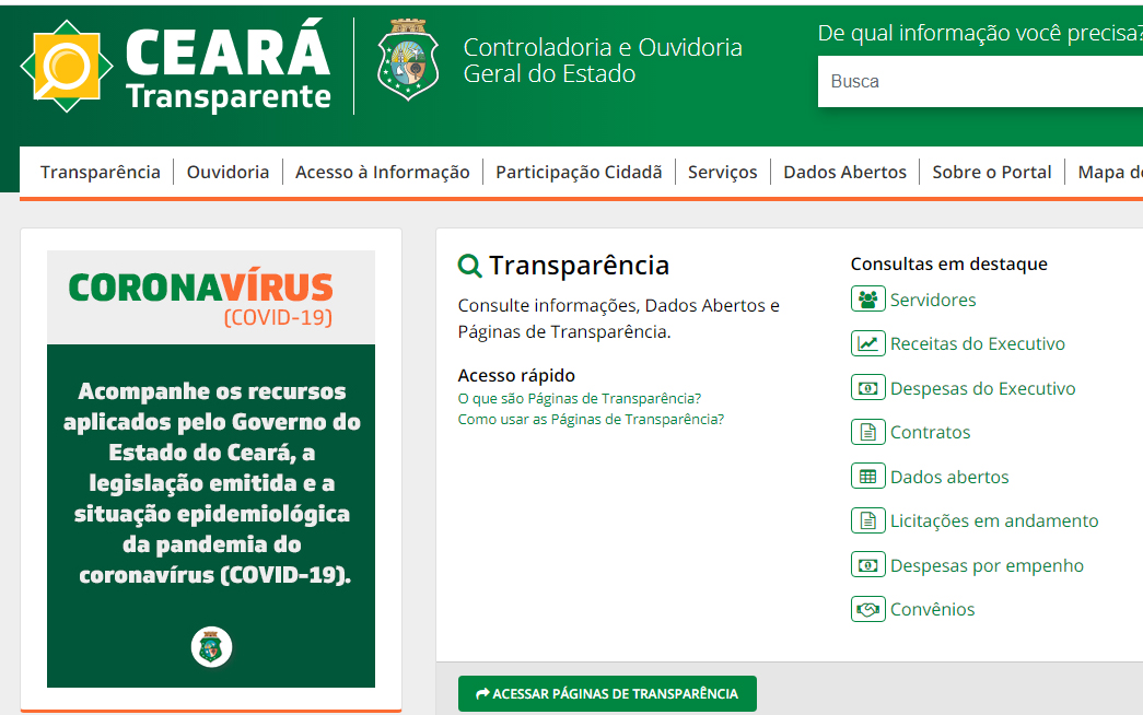 Ceará Transparente e IntegraSUS dão transparência as ações do Governo do Estado no combate à Covid-19