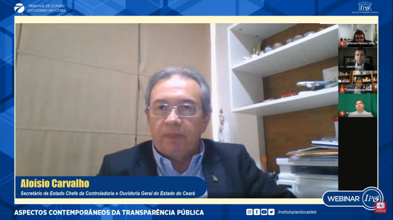 Secretário de Estado Chefe da CGE palestra sobre transparência durante webinar promovido pelo TCE