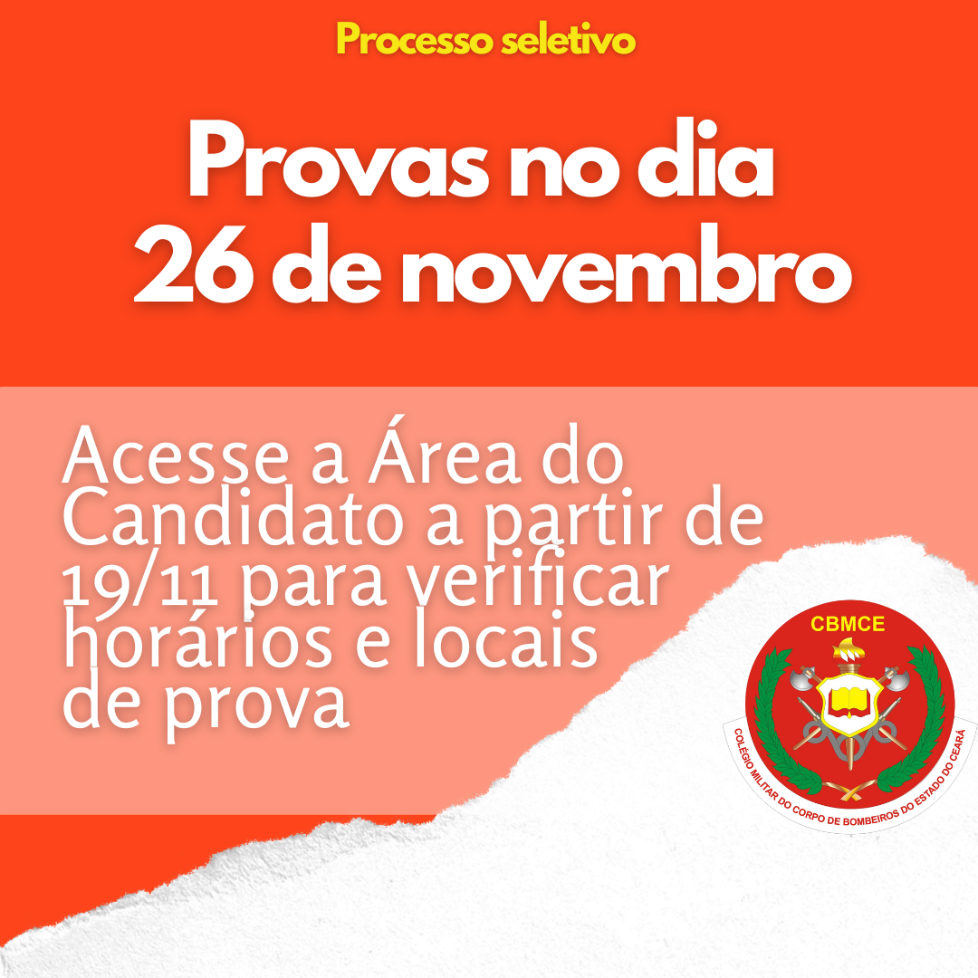 Provas do processo seletivo acontecem no dia 26 de novembro