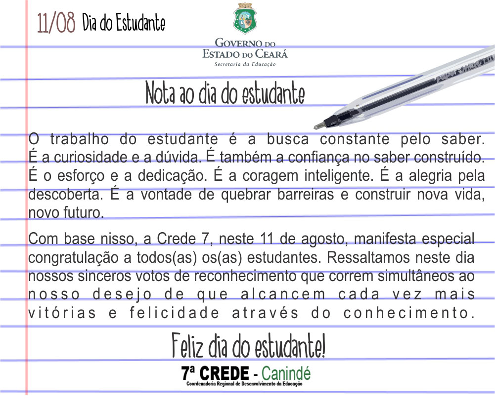 Nota ao dia do Estudante