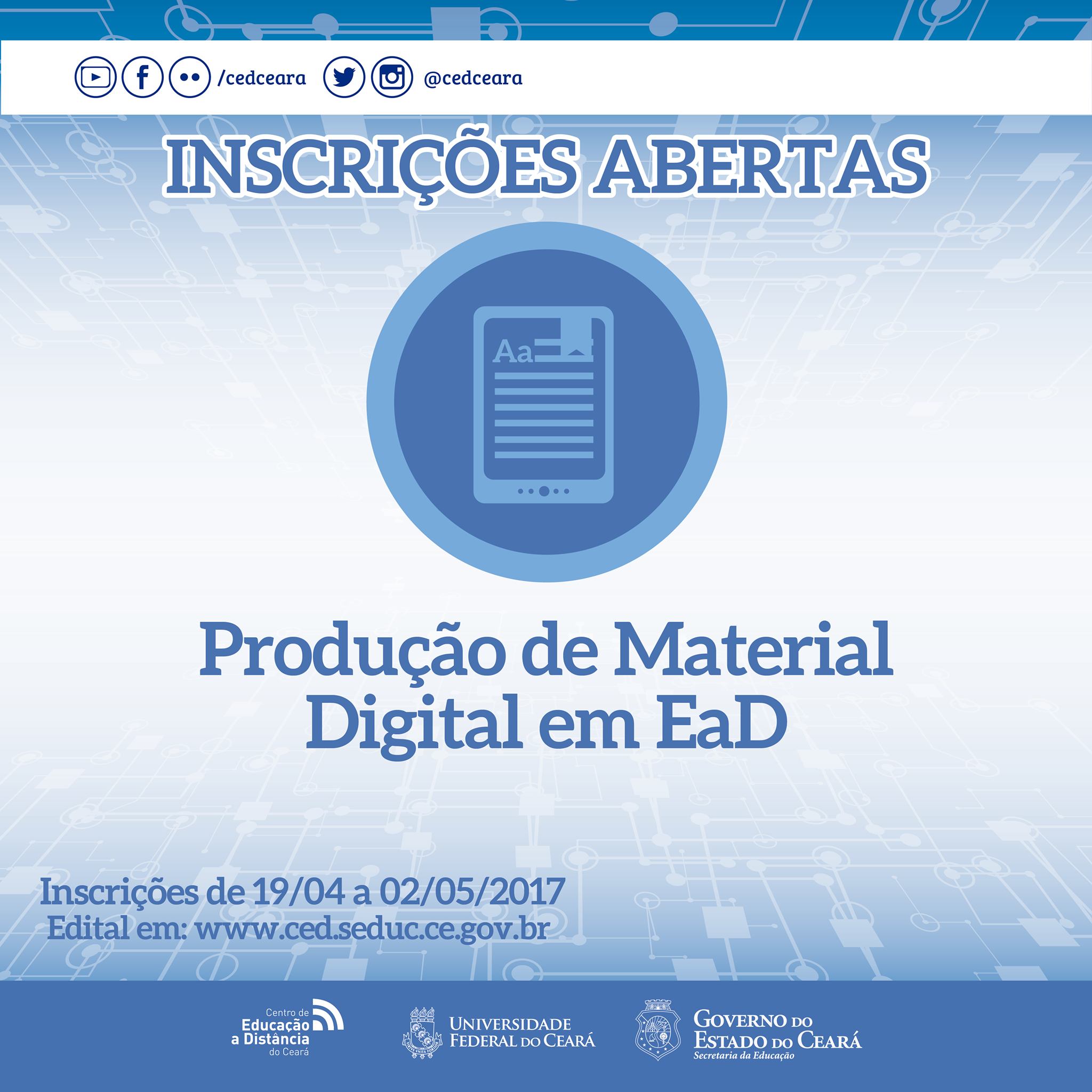 CED abre seleção de professores para o curso Produção de Material Digital em EAD