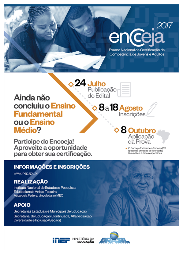 Exame Nacional para a Certificação de Competências de Jovens e Adultos – ENCCEJA 2017