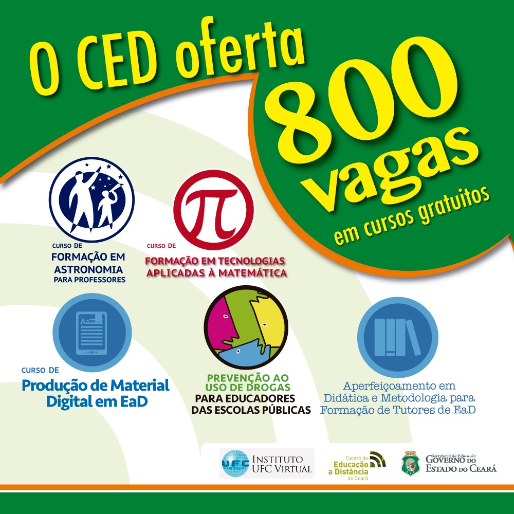 CED oferta 800 vagas em cursos gratuitos a distância para professores em geral.