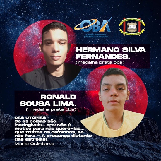 Alunos selecionados para participarem do Processo de Seleção das equipes que representarão o Brasil na International Olympiad of Astranomy and Astrophysics, IOAA, e na Olimpíada Latino Americana, OLAA, de 2021.