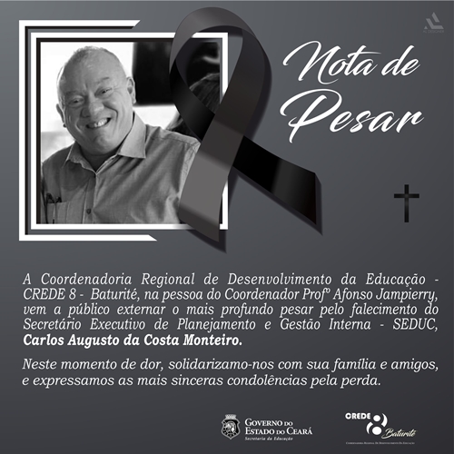 Nota de pesar – Carlos Augusto da Costa Monteiro (Secretário Executivo de Planejamento e Gestão Interna)