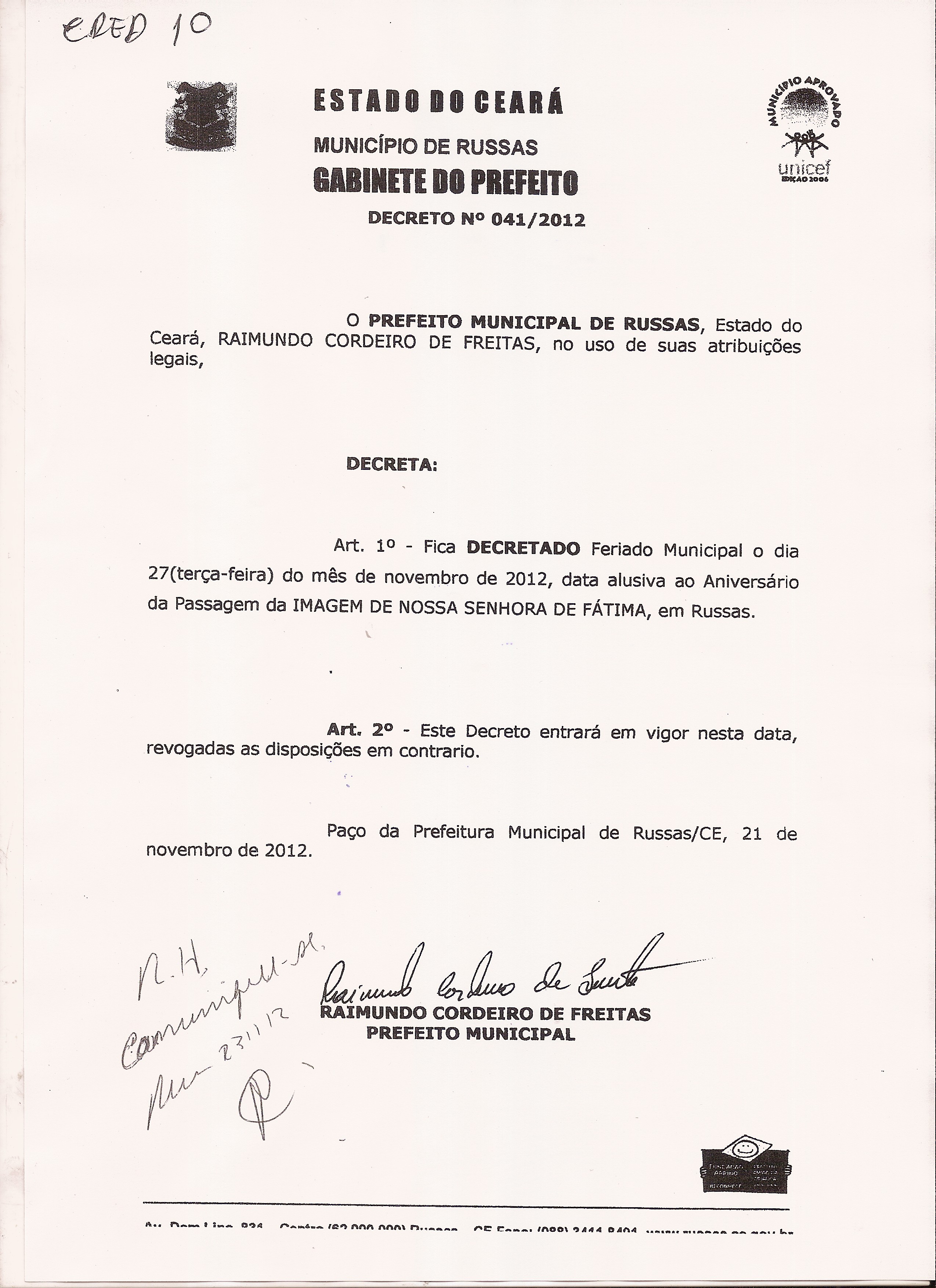 Feriado Municipal em Russas
