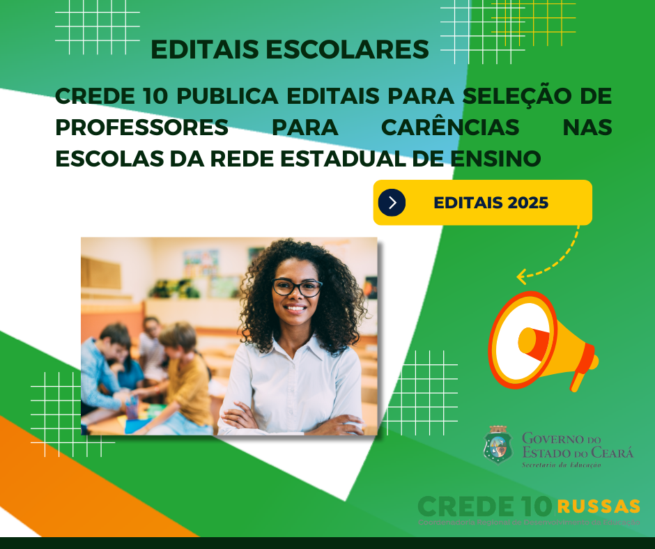 Crede 10 divulga seleção pública para carências temporárias de professores 2025
