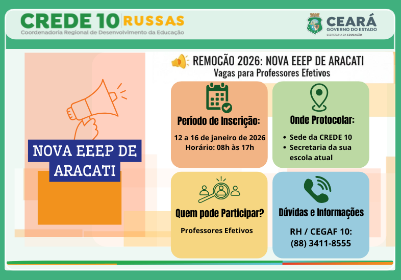REMOÇÃO 2026 – NOVA EEEP DE ARACATI