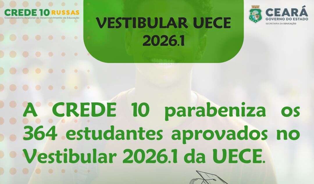 CREDE 10 parabeniza 364 estudantes aprovados no Vestibular da UECE