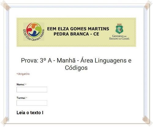 Avaliação ON-LINE na EEM Elza Gomes Martins