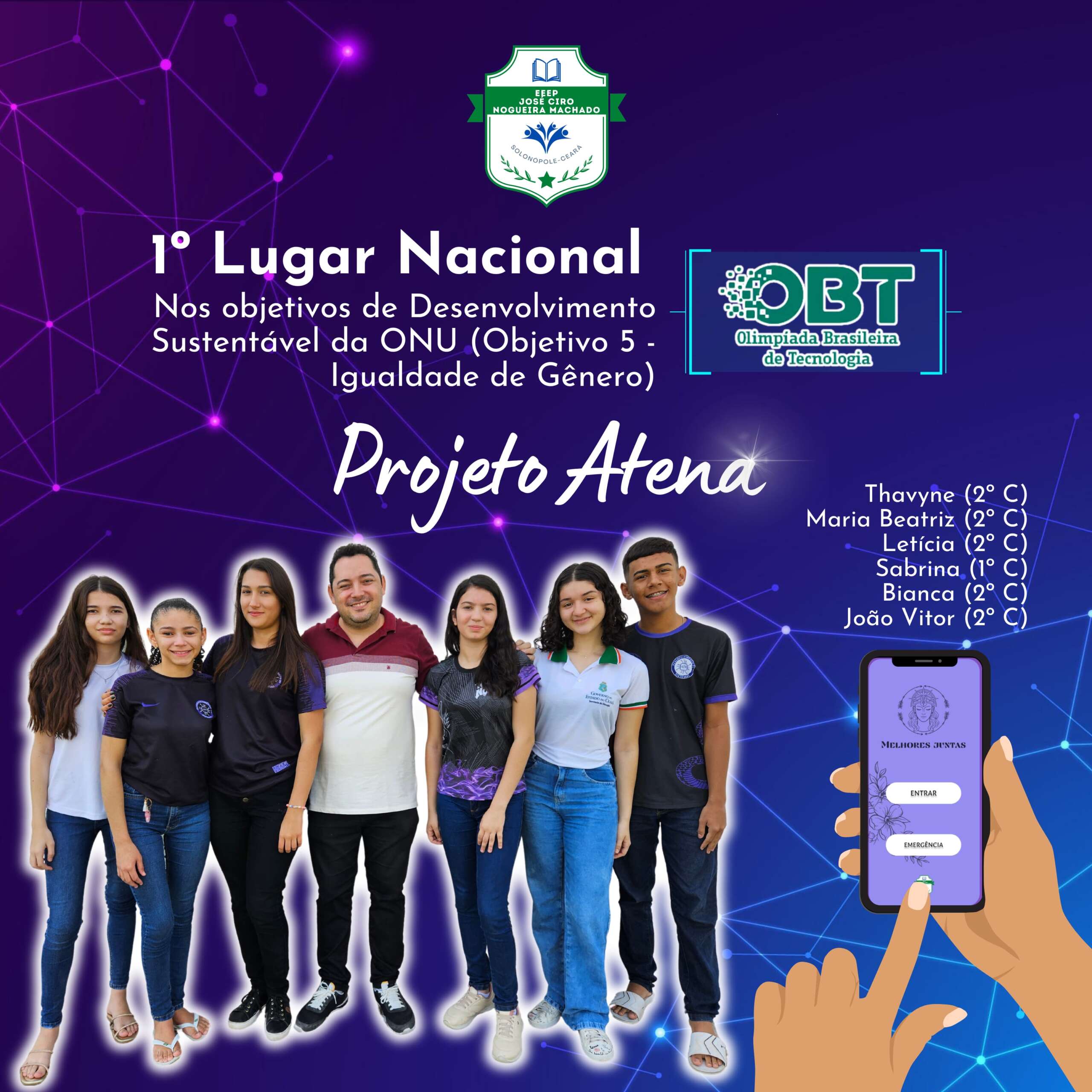 Estudantes da EEEP José Ciro Nogueira Machado, de Solonópole, são destaque na Olimpíada Brasileira de Tecnologia