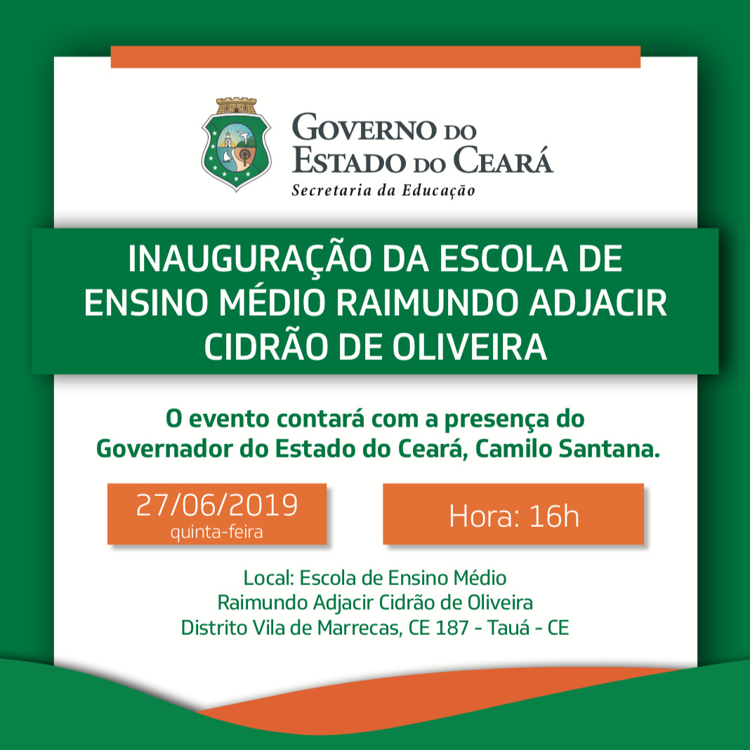 Convite – Inauguração da EEM Raimundo Adjacir Cidrão de Oliveira.
