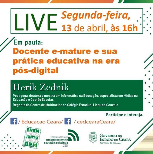 CED realiza live “Docente e-mature e sua prática educativa na era pós-digital”.