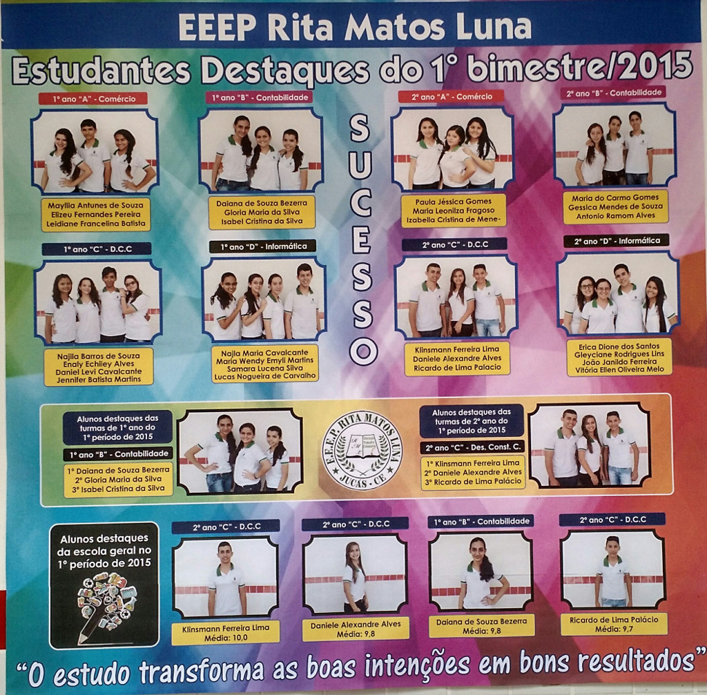 EEEP Rita Luna Matos Projeto Aluno Destaque 1º Bimestre 2015