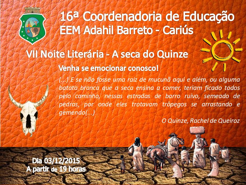 EEM Adahil barreto convida a todos para a VII Noite Literária