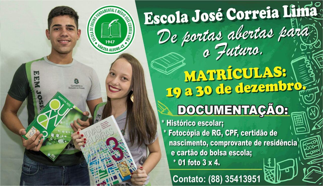 Matrículas Abertas – Escola José Correia Lima