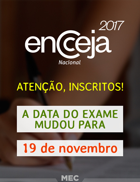 ATENÇÃO! A data do exame mudou para 19 de novembro