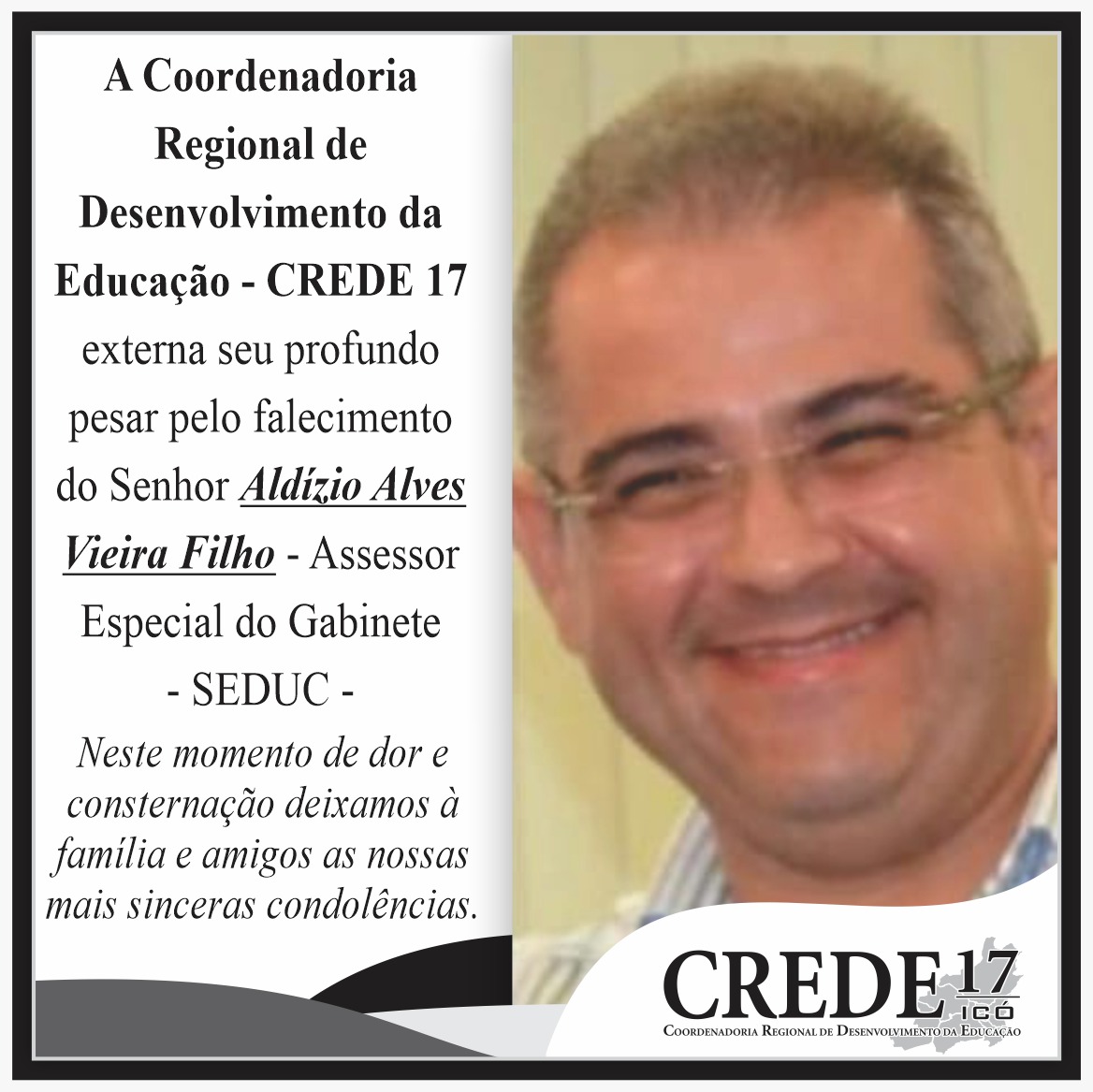 Nota de Pesar – Coordenadoria Regional de Desenvolvimento da Educação CREDE17