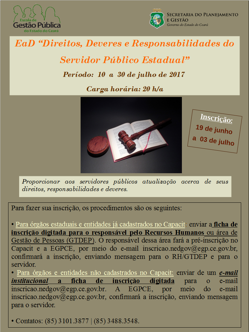 Curso em EaD: Direitos, Deveres e Responsabilidades do Servidor Público Estadual