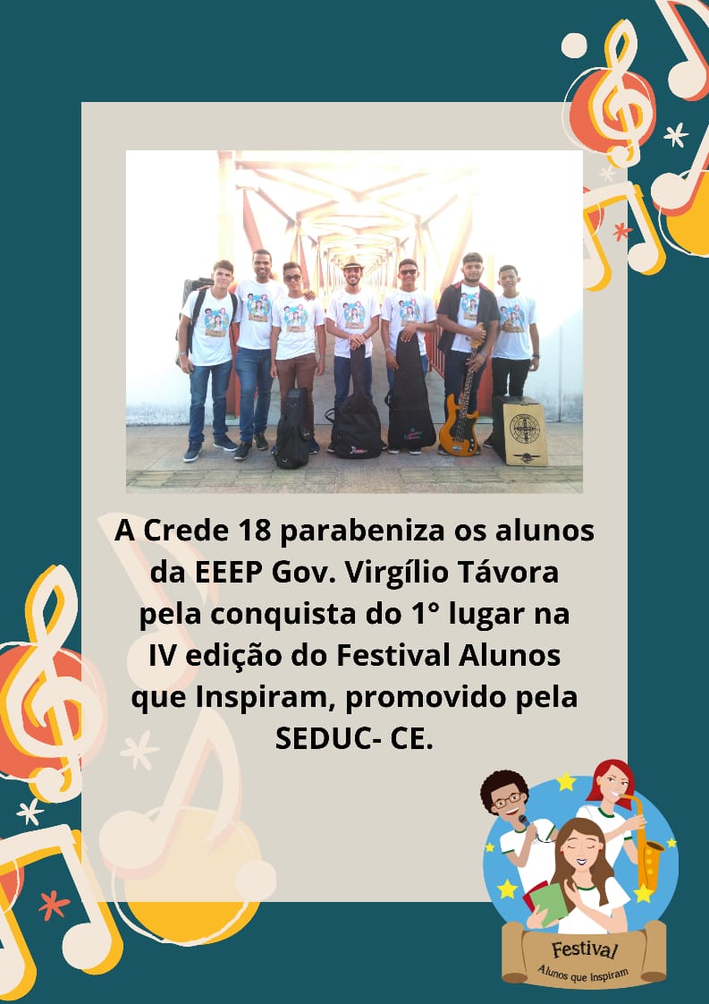 Alunos da EEEP Gov. Virgílio Távora de Crato/Ce vencem Etapa Final do Vestival Alunos que Inspiram