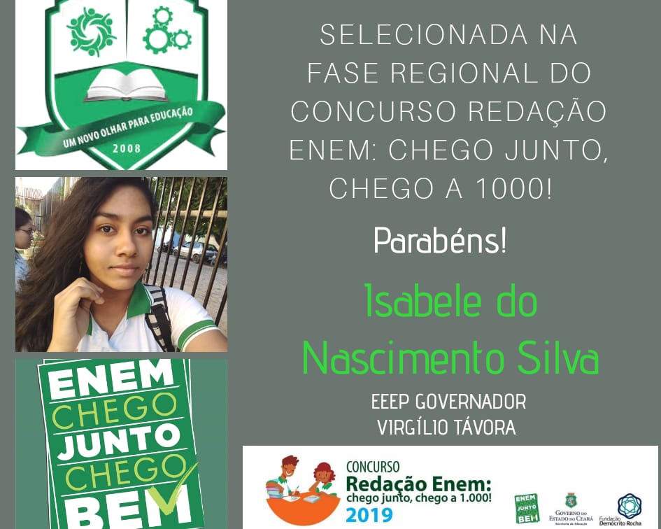 Resultado do Concurso Redação ENEM: chego junto, cgego a 100! CREDE 18