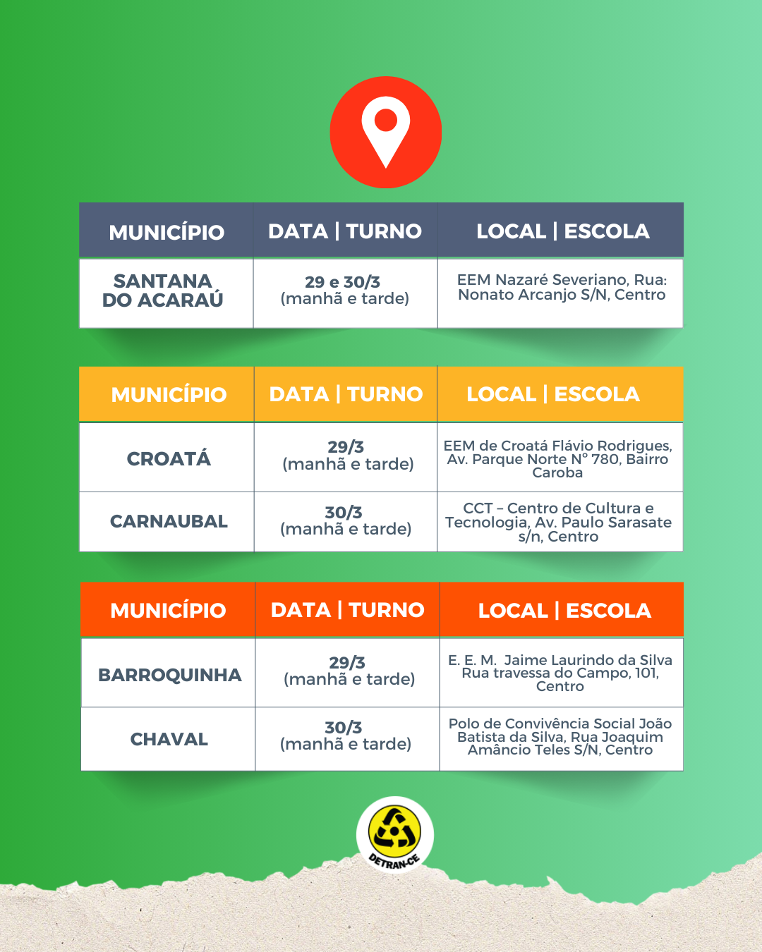 INFORMATIVO CNH POPULAR – Confira a programação para os atendimentos nos dias 29 e 30 de março