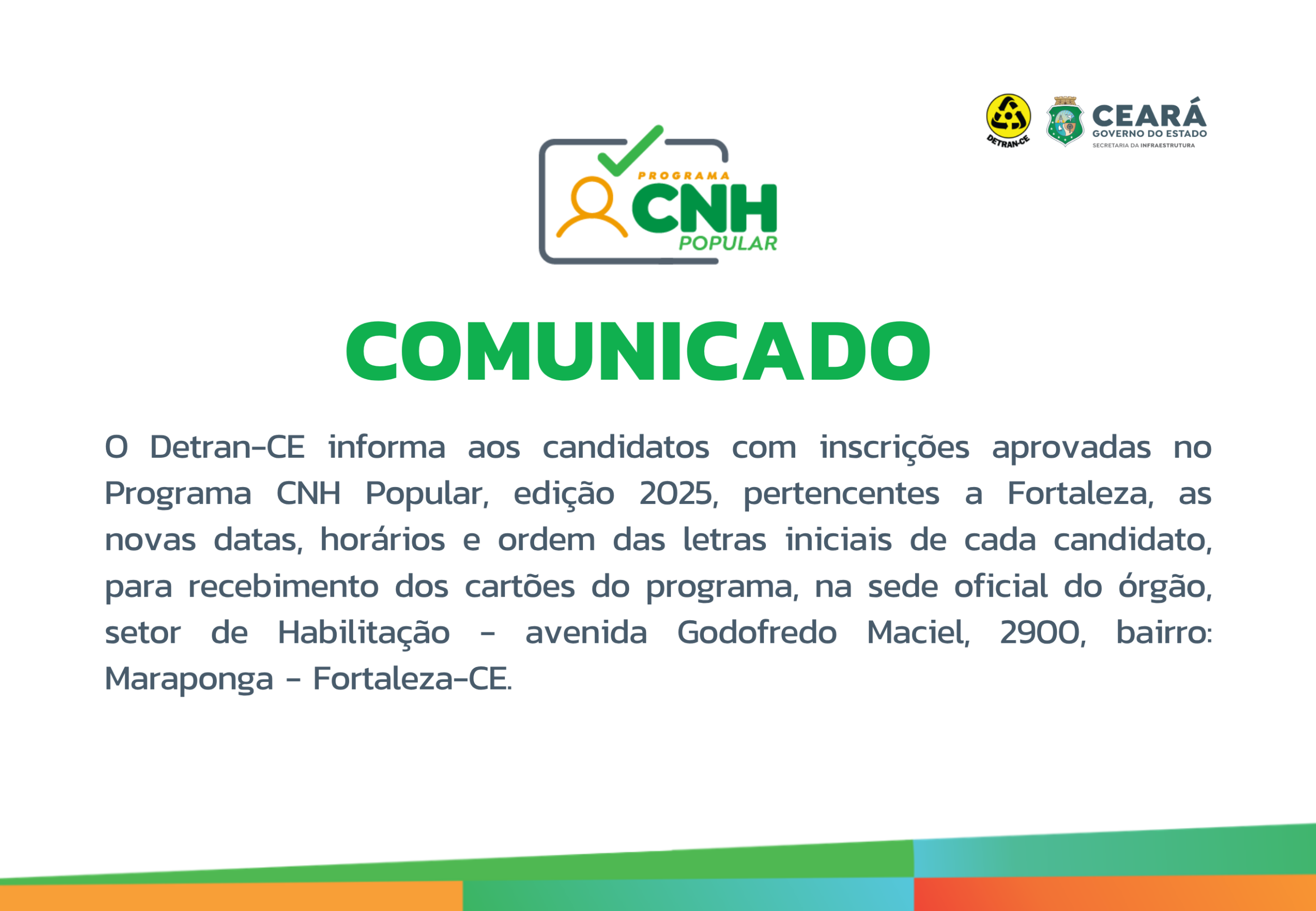 COMUNICADO CNH POPULAR – RETIRADA DE CARTÕES