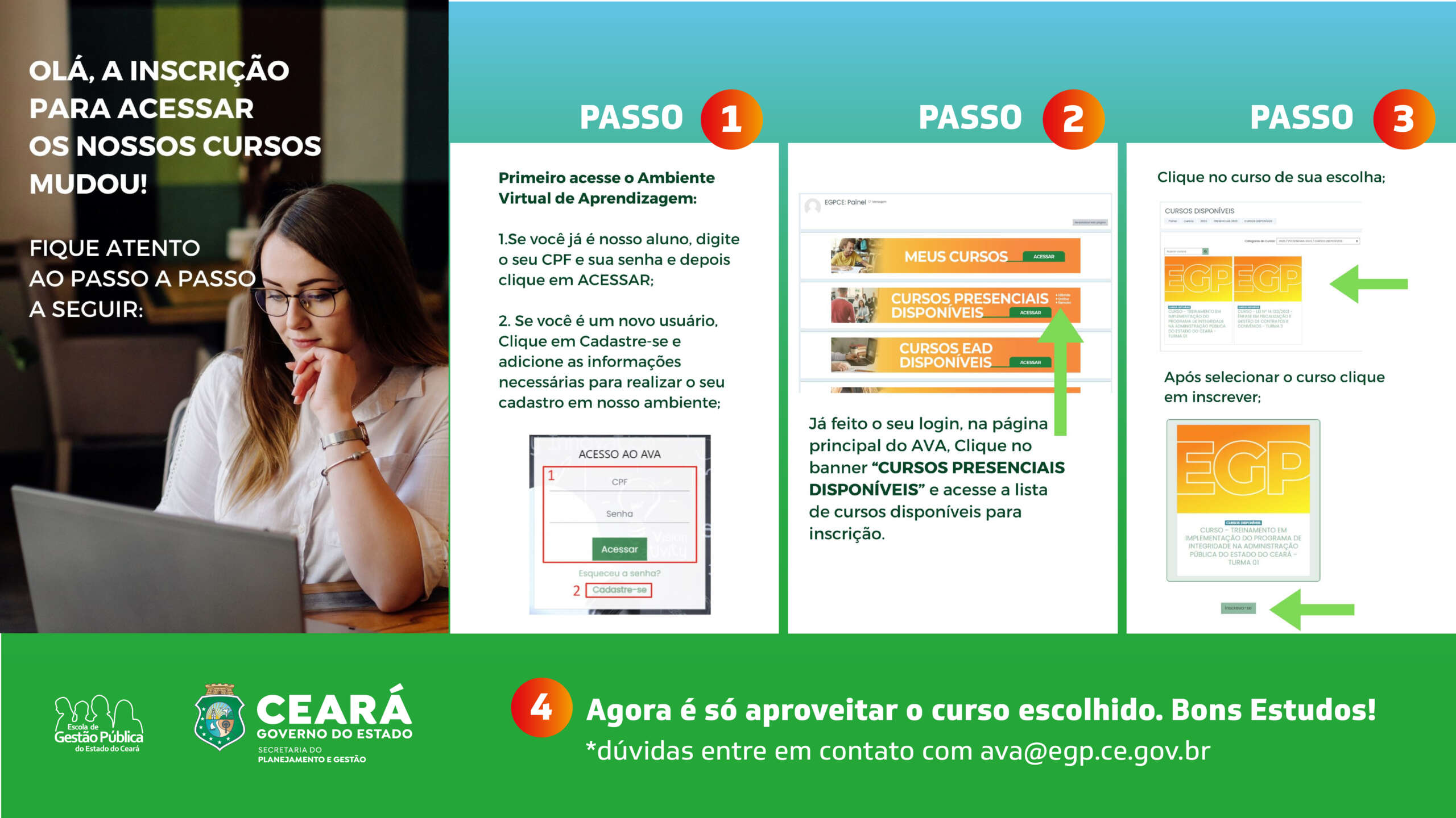 Saiba como se inscrever nos cursos da EGPCE