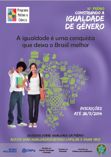Inscrições abertas para 10ª edição do prêmio Construindo a Igualdade de Gênero