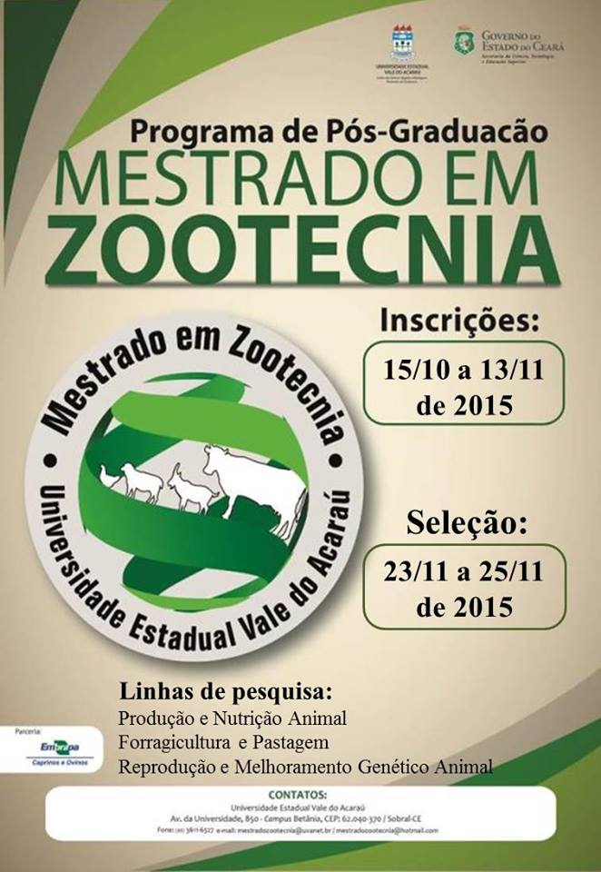 Vagas para Mestrado Acadêmico em Zootecnia na UVA estão abertas