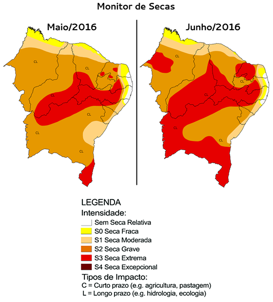 Monitor de Secas do Nordeste: publicado mapa de junho de 2016