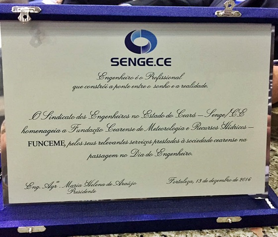 Senge-CE homenageia Funceme em solenidade na Assembleia