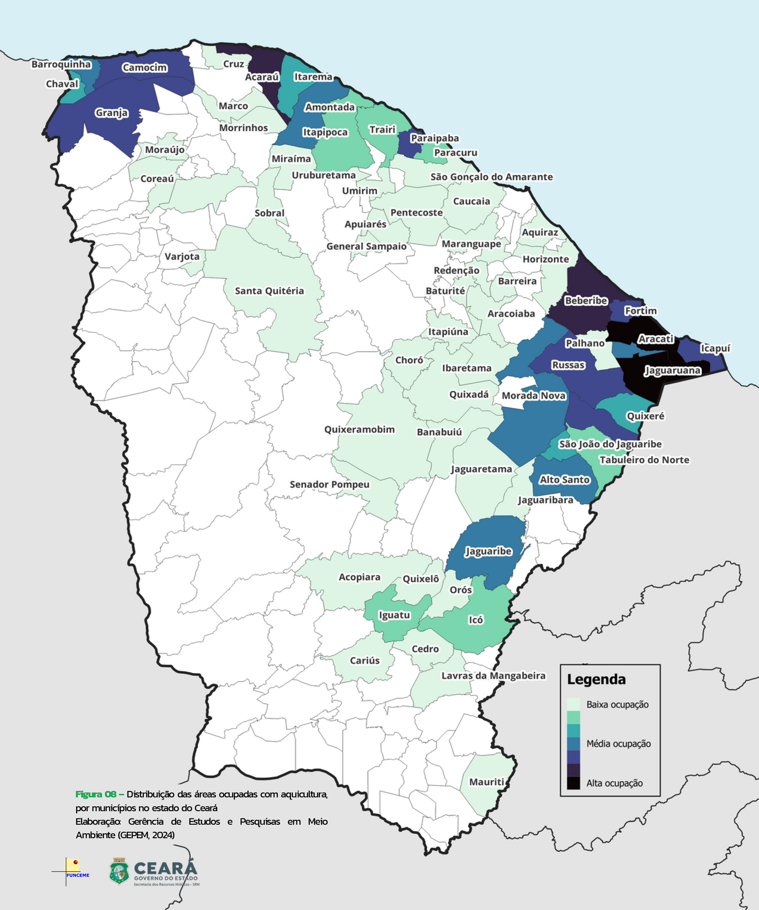 Mapeamento inédito apresenta áreas ocupadas pela aquicultura no Ceará