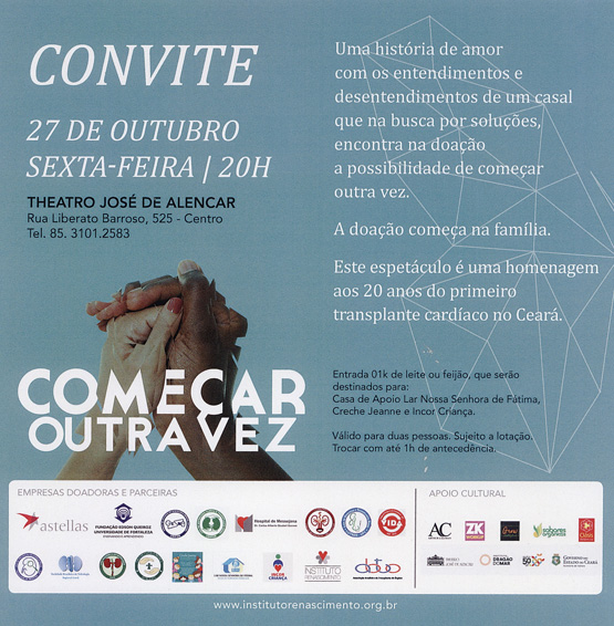Peça teatral presta homenagem aos 20 anos do primeiro transplante cardíaco no Ceará