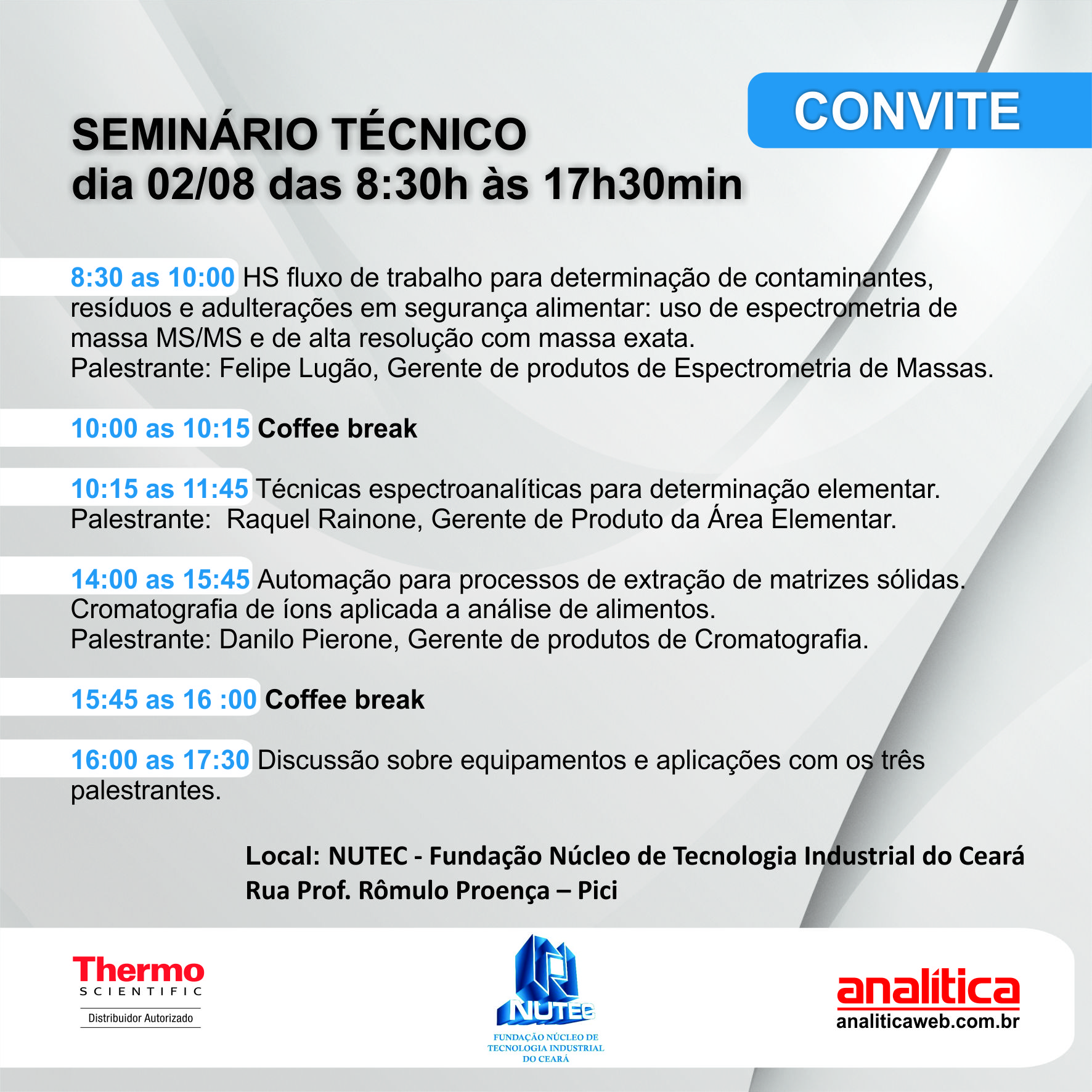 Nutec convida: Seminário técnico