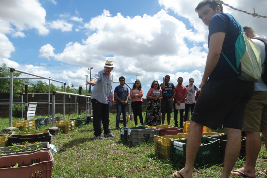 Alunos da UFC fazem visita técnica à área de compostagem da Fundação