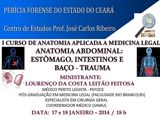 I CURSO DE ANATOMIA APLICADA A MEDICINA LEGAL – ANATOMIA ABDOMINAL:ESTÔMAGO, INTESTINOS E BAÇO – TRAUMA