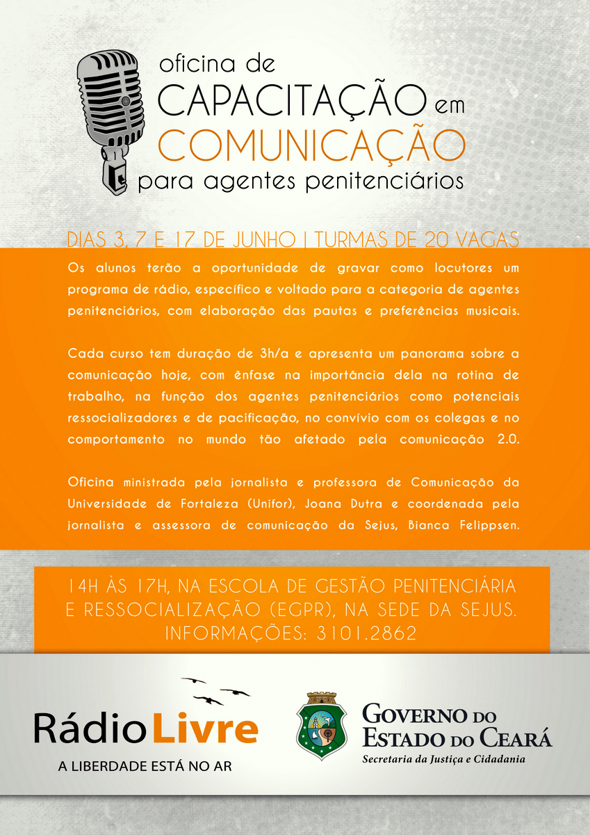 Oficina de Comunicação: 60 vagas para agentes penitenciários