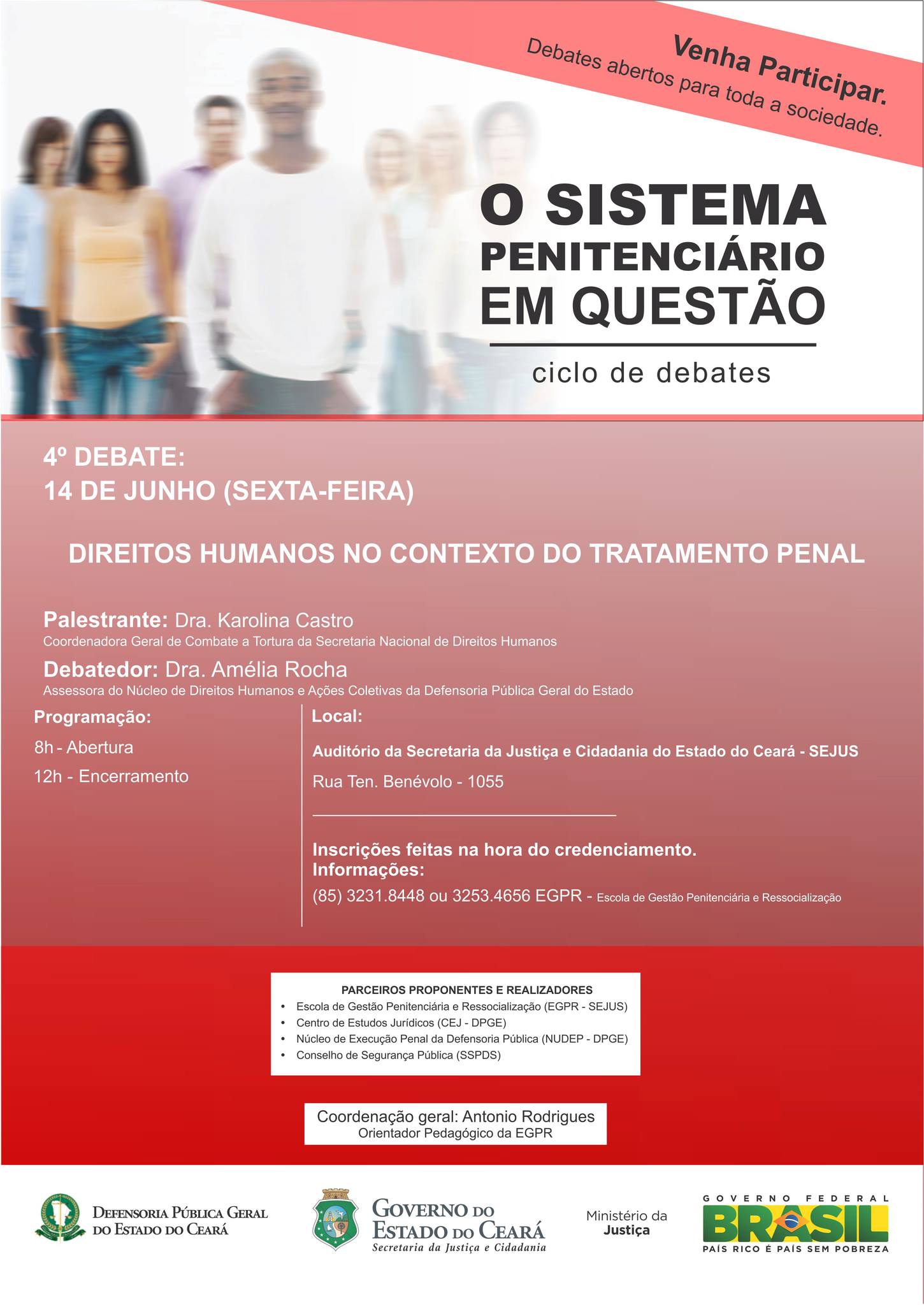 Direitos Humanos no Contexto do Tratamento Penal é tema do Ciclo de Debates nesta sexta, 14