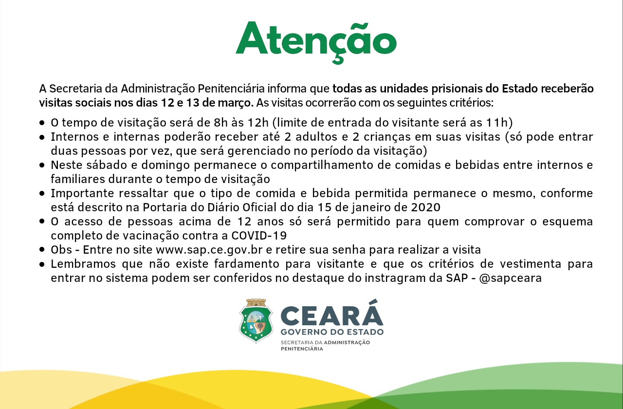 ATENÇÃO – VISITAS SOCIAIS