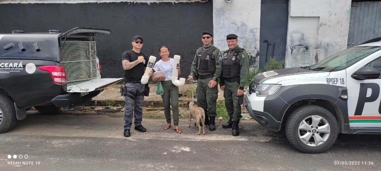 Policiais penais e militares realizam campanha que instala comedouros para cães abandonados em quatro municípios cearenses