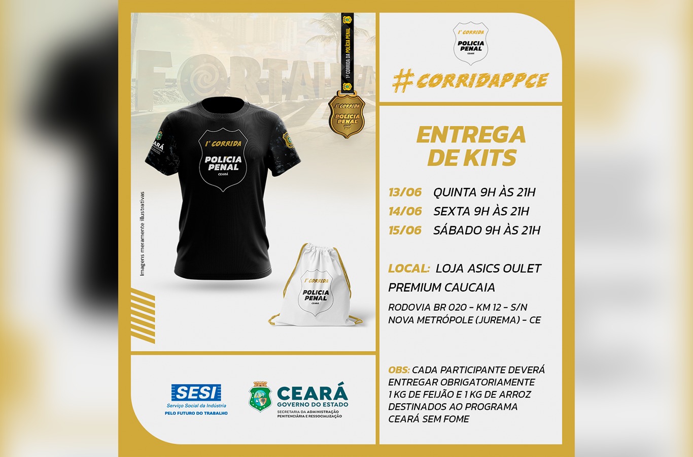 SAP divulga data para entrega de kits da 1ª Corrida da Polícia Penal do Ceará