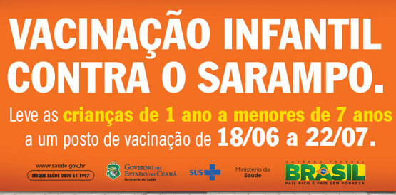 Campanha de vacinação contra pólio termina dia 15. Sarampo vai até dia 22