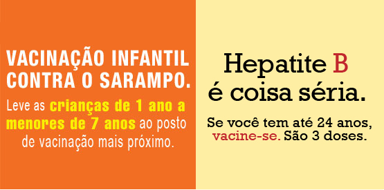 Sábado, 30, Secretaria da Saúde do Estado vacina contra hepatite e sarampo