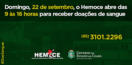 Hemoce abrirá neste domingo, 22, para receber doadores