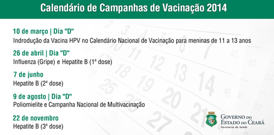 Agende-se: sai calendário de vacinação para todo o ano