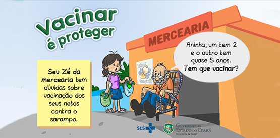 Zé Gotinha orienta avô a vacinar os netos com menos de 5 anos