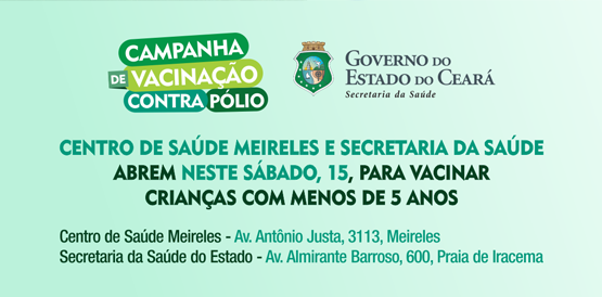 Centro de Saúde Meireles vacina crianças neste sábado, 15